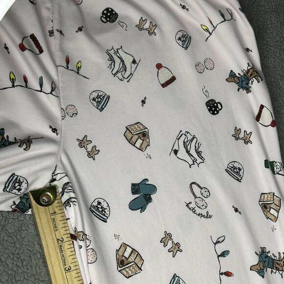Kate Spade Pajama Set Womens M Henley Jogger Pink Winter Dog Print Top Pants - Picture 15 of 16